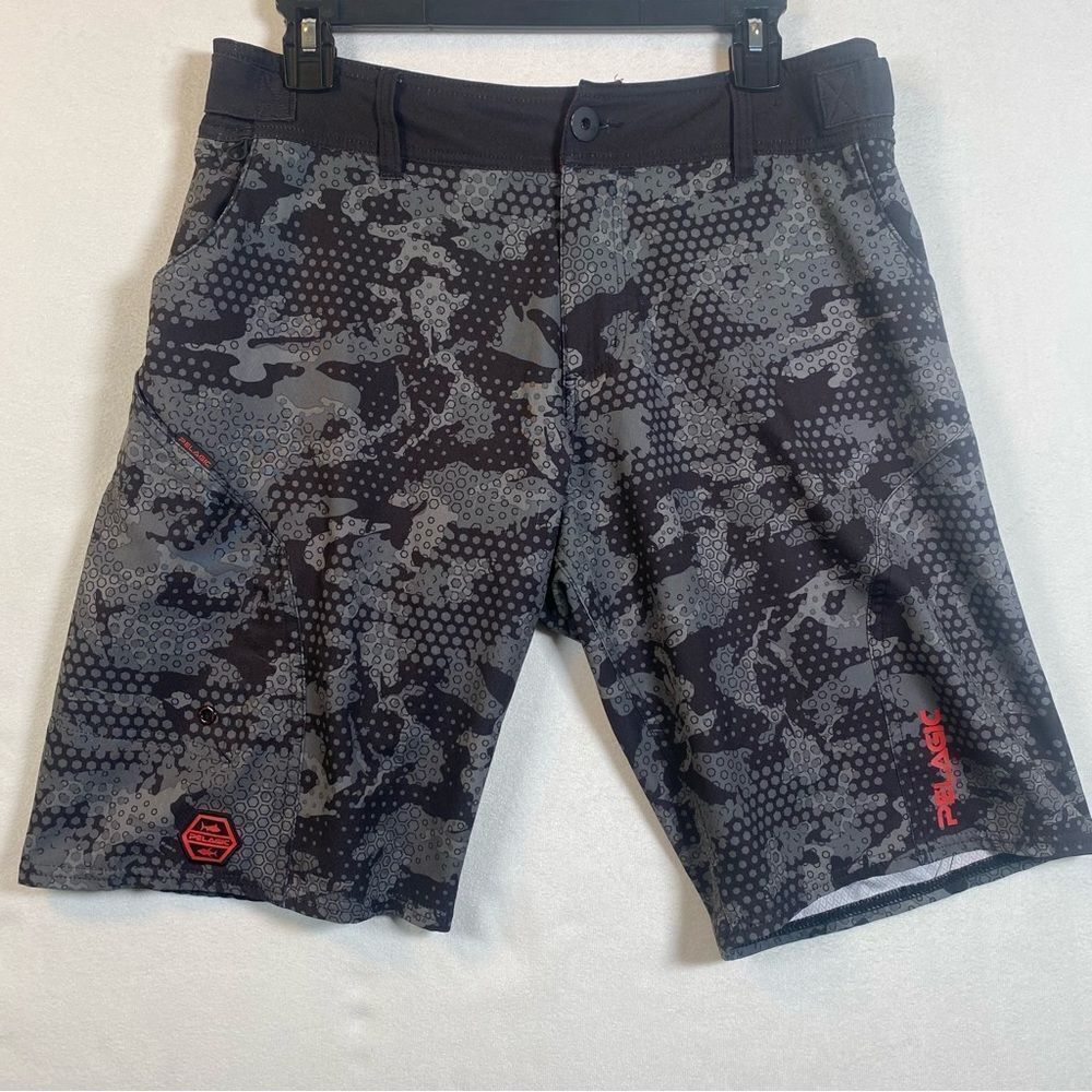 Pelagic Sharkskin Pro Ambush Camo Black Print Board Shorts Size 30